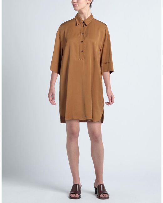 Soallure Brown Camel Mini Dress Lyocell