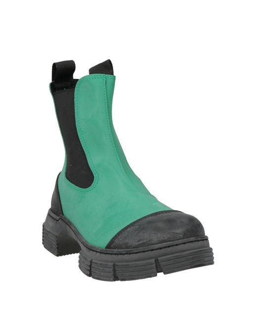 Ganni Green Ankle Boots Textile Fibers