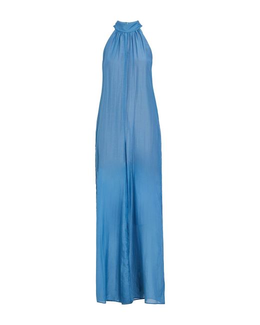 Semicouture Blue Jumpsuit Cotton, Silk