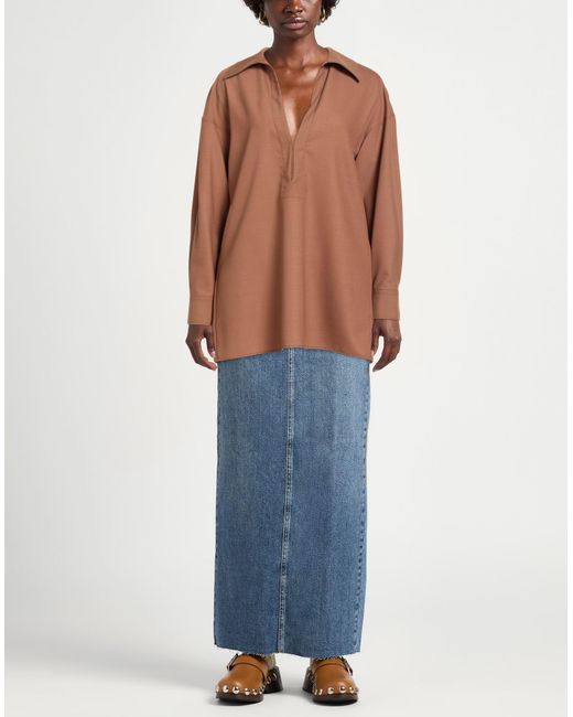 Philosophy Di Lorenzo Serafini Brown Top Polyester, Wool, Elastane