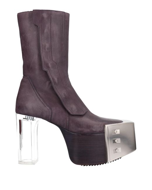 Rick Owens Leather Ankle Boots in Purple | Lyst