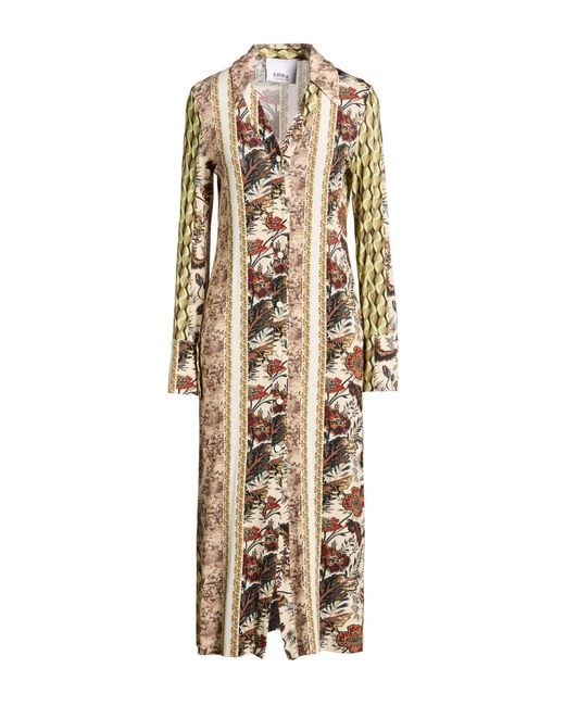 Erika Cavallini Semi Couture Natural Ivory Midi Dress Viscose, Elastane