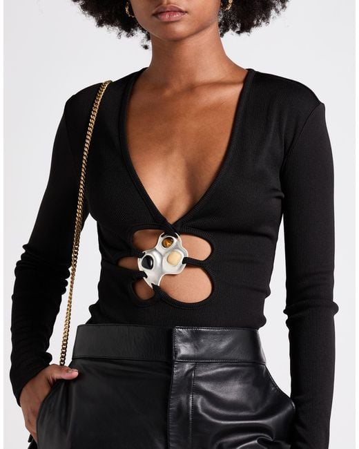 Christopher Esber Black T-Shirt Polyester, Elastane, Brass, Crystal