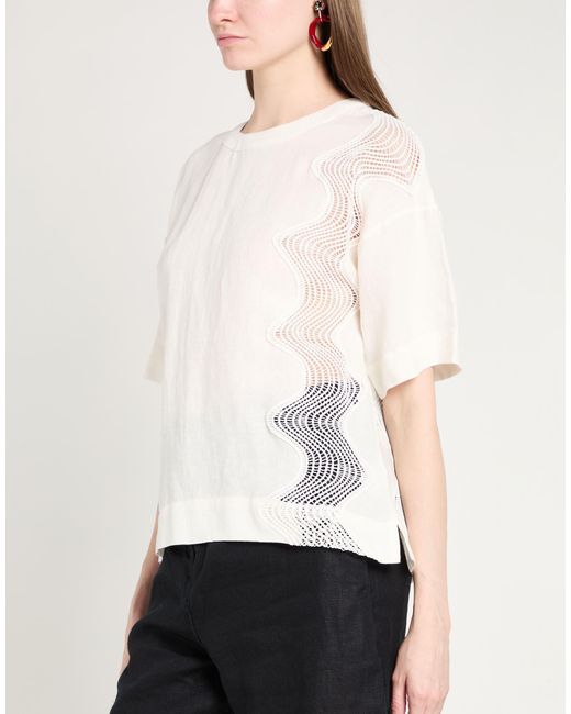 Alpha Studio White Top Linen, Viscose, Polyester