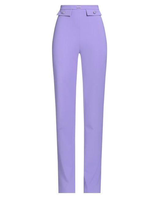 Elisabetta Franchi Purple Pants Polyester, Elastane