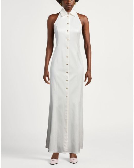 Gaelle Paris White Maxi Dress Cotton, Viscose, Elastane