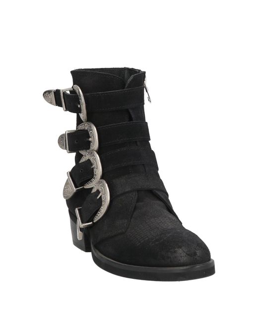 GISÉL MOIRÉ Black Ankle Boots Leather