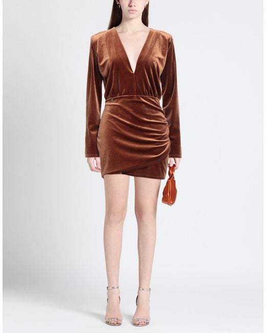 Kontatto Brown Mini Dress Polyester, Elastane