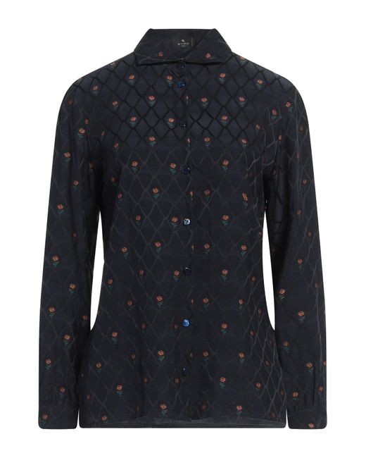 Etro Blue Shirt Viscose, Silk, Polyester