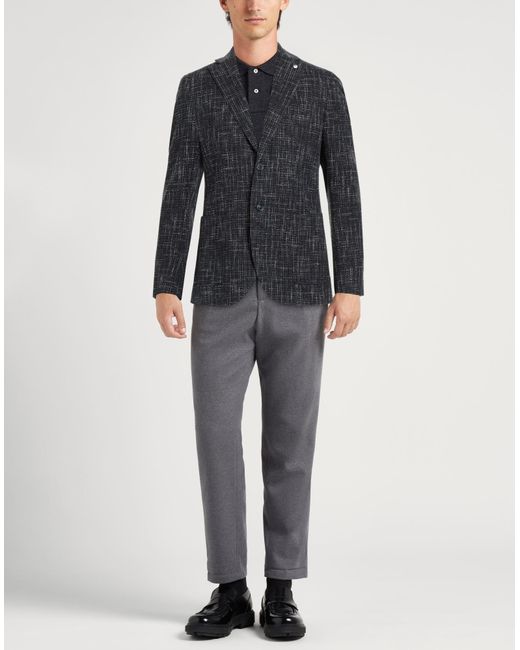 L.b.m. 1911 Black Blazer Cotton, Acrylic, Polyamide for men