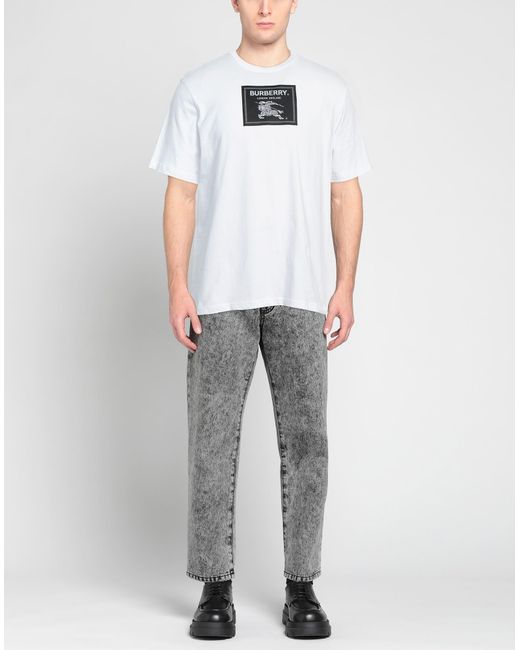 Burberry T-Shirt aus Stretch-Baumwoll-Jersey mit Logoapplikation in White für Herren