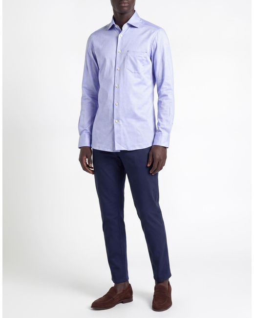 Kiton Blue Lilac Shirt Cotton for men