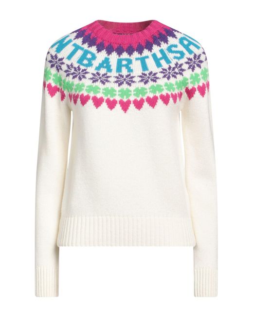 Mc2 Saint Barth White Sweater Wool, Viscose, Polyamide, Cashmere