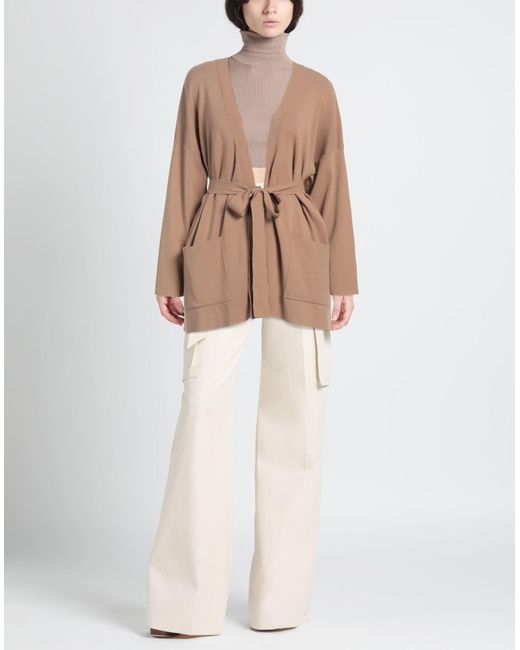 SOLOTRE Brown Camel Cardigan Viscose, Polyester