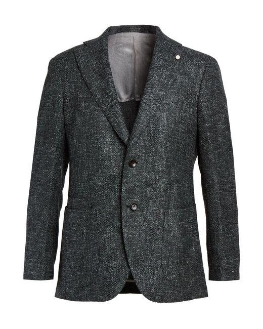 Luigi Bianchi Black Blazer Wool, Alpaca Wool, Polyamide, Silk, Linen for men
