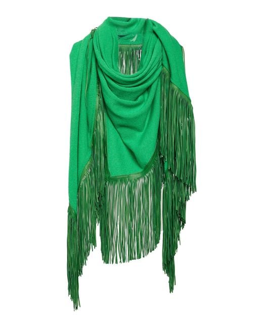 MIXIK Green Scarf Cashmere, Leather