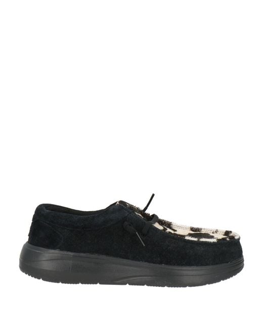 HeyDude Black Lace-Up Shoes Leather