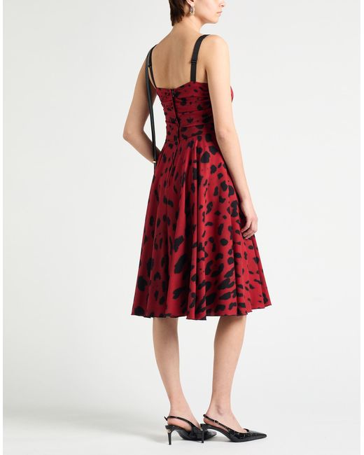 Dolce & Gabbana Red Midi-Kleid