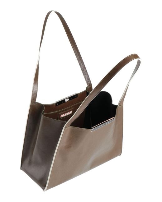 Marni Brown Shoulder Bag Cow Leather