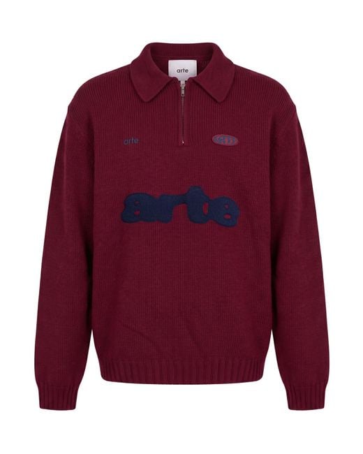 Arte' Red Garnet Sweater Wool, Polyamide for men