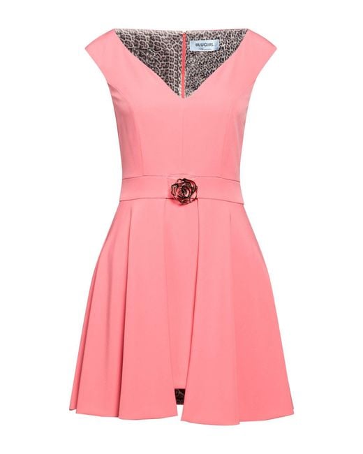 Blugirl Blumarine Pink Coral Mini Dress Polyester, Elastane