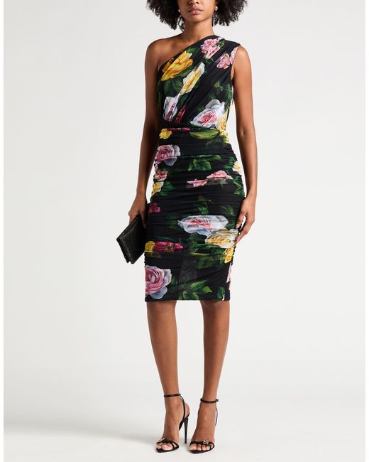 Dolce & Gabbana Black Midi Dress Polyamide, Elastane