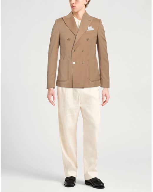 Daniele Alessandrini Natural Camel Blazer Polyester, Viscose, Elastane for men