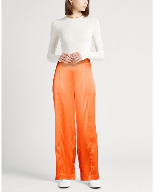 Roberto Collina Orange Pants Silk, Elastane