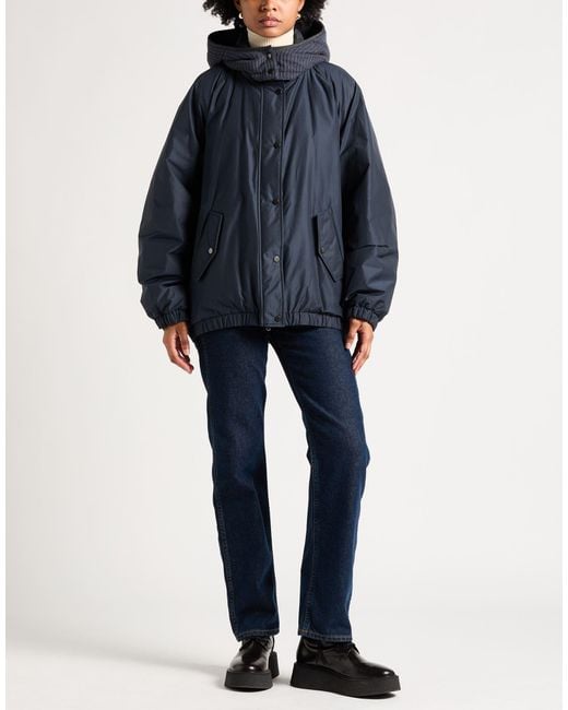 Brunello Cucinelli Blue Puffer Polyester, Cotton