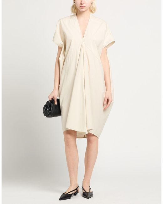 Rick Owens White Midi Dress Cotton