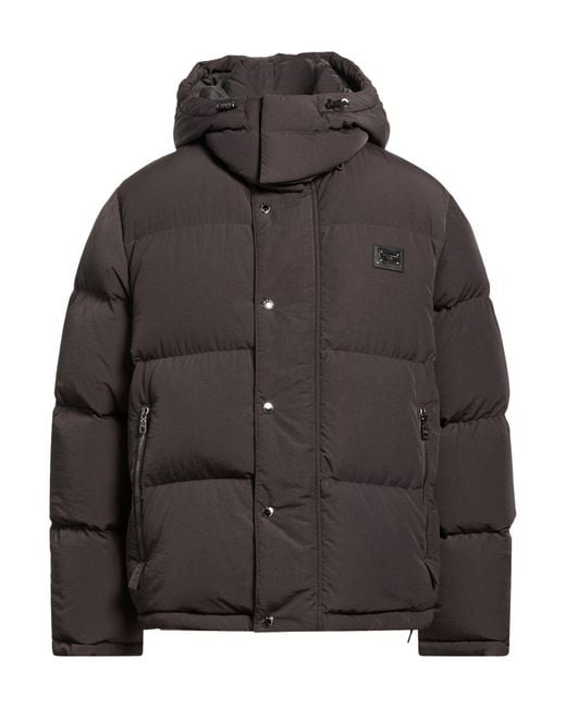 Dolce & Gabbana Brown Lead Puffer Polyamide, Polyurethane for men