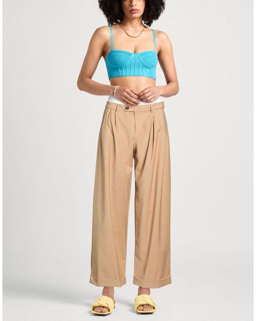 MEIMEIJ Natural Pants Polyester, Wool, Elastane, Cotton, Acetate