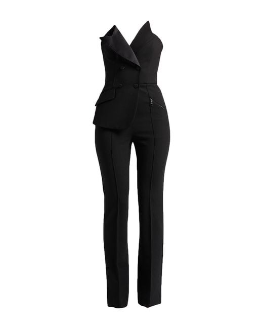 Karl Lagerfeld Black Jumpsuit Polyester, Virgin Wool, Elastane