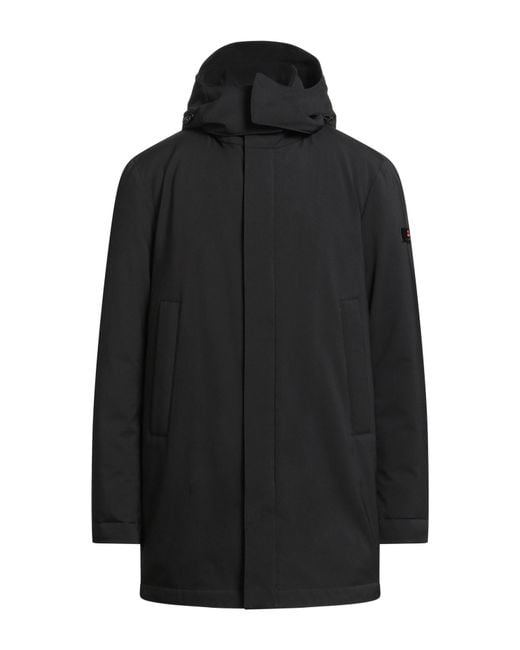 Peuterey Black Coat Polyester, Elastane for men