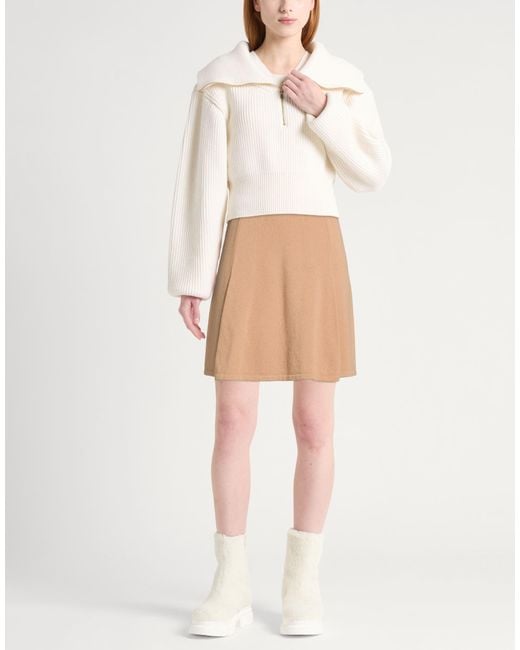 Bruno Manetti Natural Mini Skirt Virgin Wool, Cashmere, Elastane