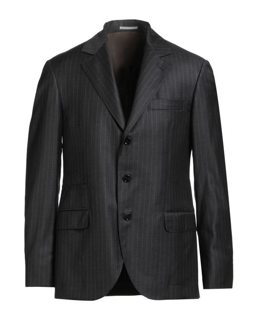 Brunello Cucinelli Black Charcoal Blazer Virgin Wool for men