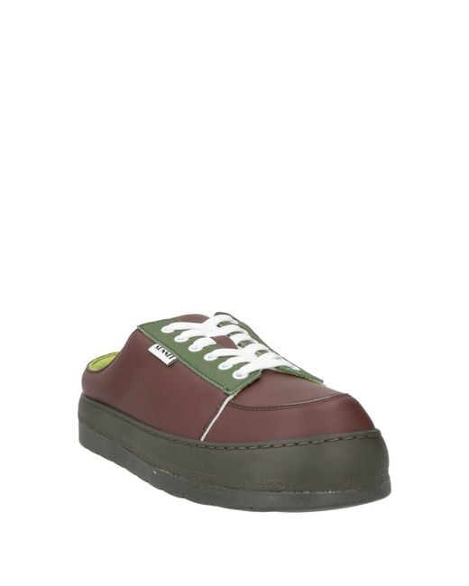 Sunnei Brown Sneakers Leather, Textile Fibers for men