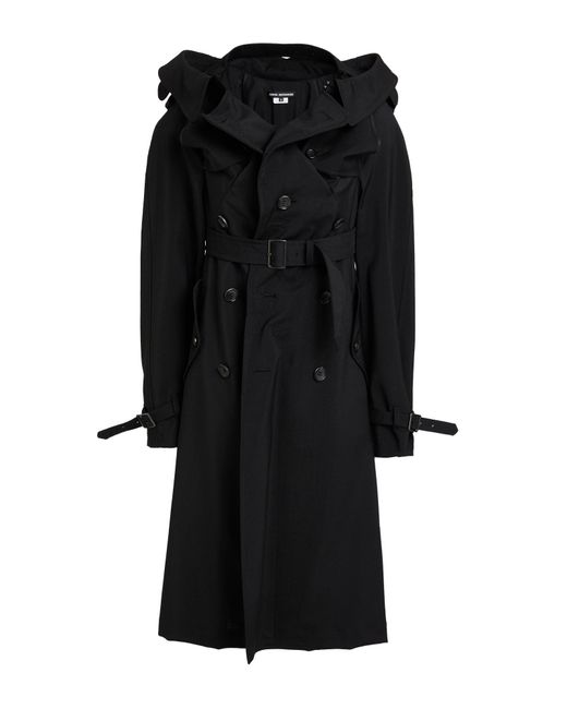 Junya Watanabe Black Overcoat & Trench Coat Wool, Mohair Wool