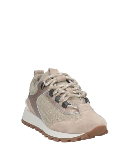Brunello Cucinelli White Sneakers Leather, Textile Fibers