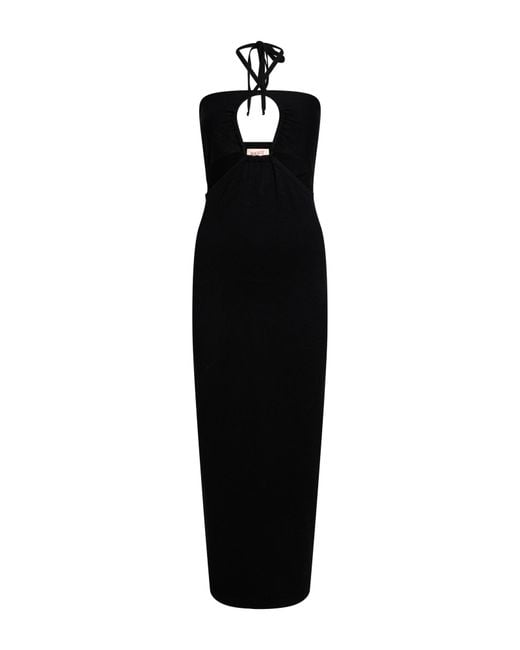 Kontatto Black Maxi Dress Viscose, Polyester