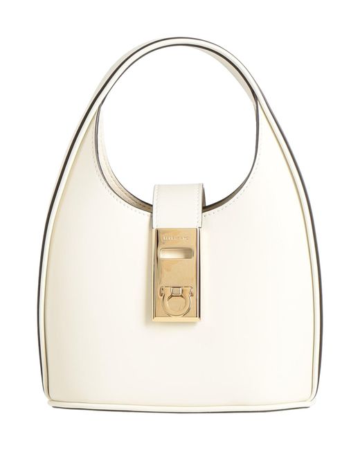 Ferragamo White S.Hobo Mini -- Ivory Handbag Calfskin, Kidskin