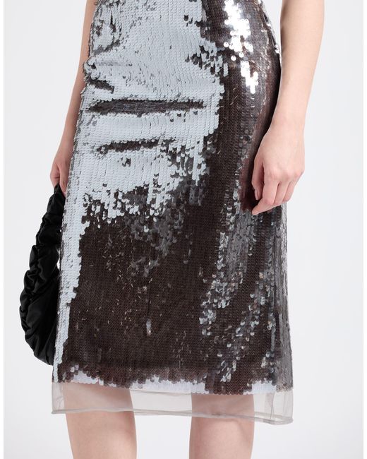 ODEEH Gray Midi Skirt Polyester, Nylon
