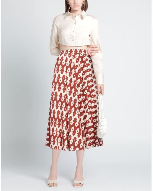 Niu Red Midi Skirt Cotton, Elastane