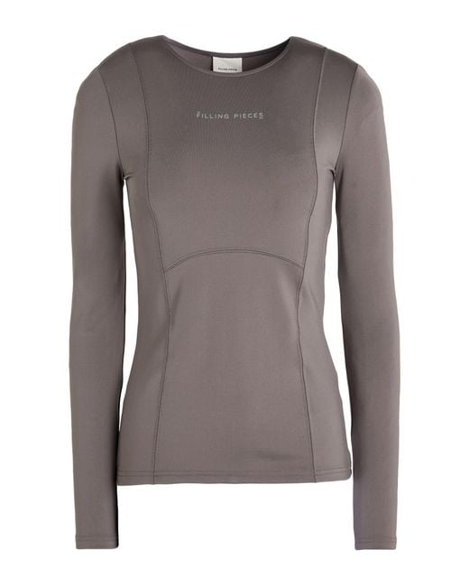 Filling Pieces Gray Taupe T-Shirt Polyester, Elastane for men