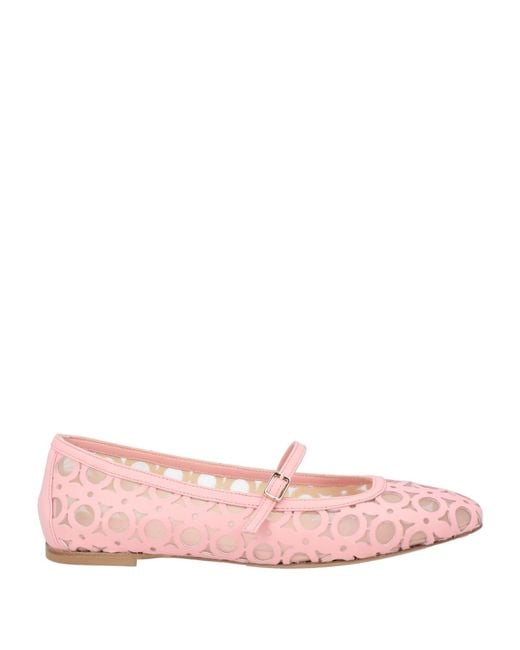 Roberto Festa Pink Ballet Flats Leather, Textile Fibers