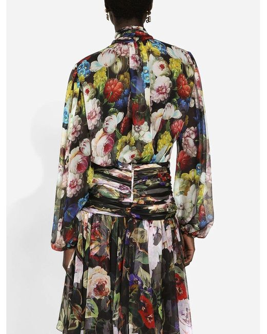 Camisa de chifón estampado flor nocturna Dolce & Gabbana de color Multicolor
