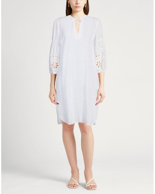 120% Lino White Midi Dress Linen