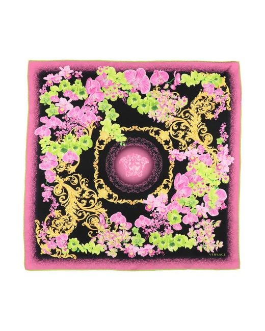 Versace Pink Lime Scarf Silk