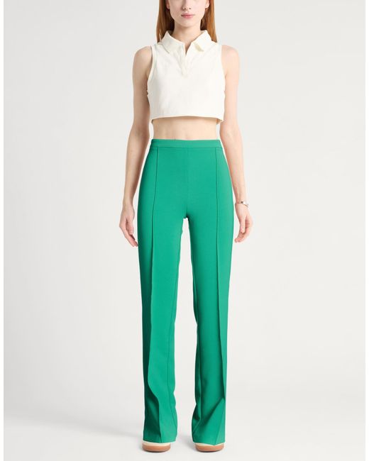 Elisabetta Franchi Green Pants Polyester, Elastane