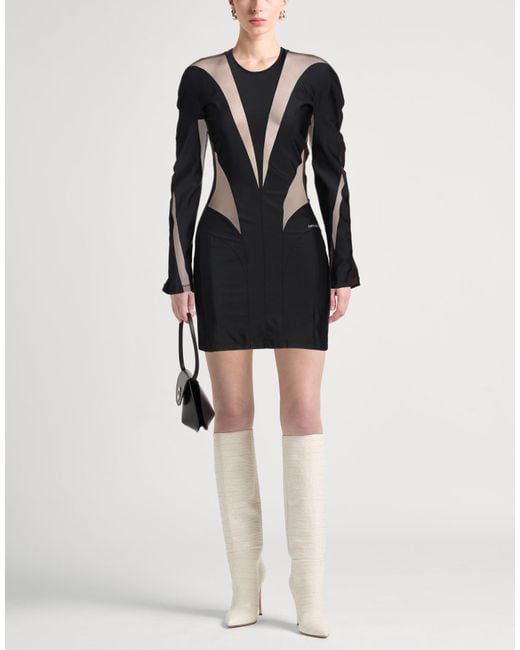 Mugler Black Mini Dress Polyamide, Elastane